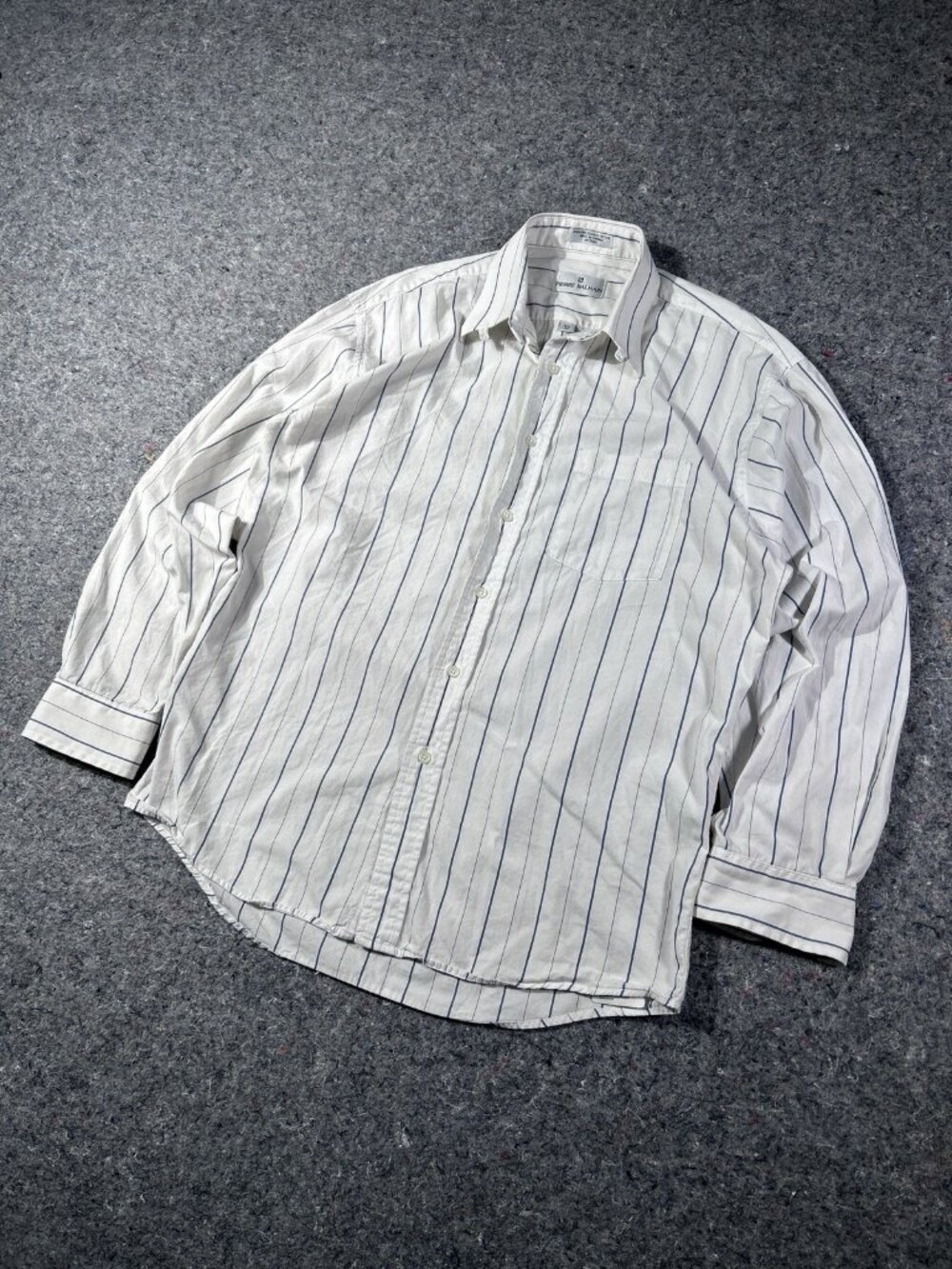 Pierre Balmain Vintage White Striped Button Down Shirt Mens Size 15.5/33